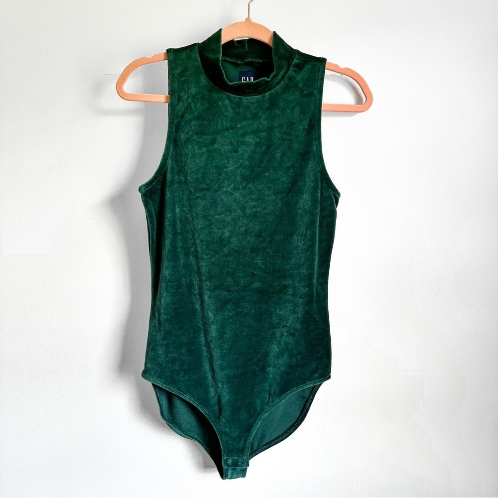 NWT GAP Forest Green Velour Mock Neck Bodysuit sz Small